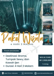 Paket Wisata Bromo Tumpak Sewu  Kawah Ijen 4 Hari 3 Malam